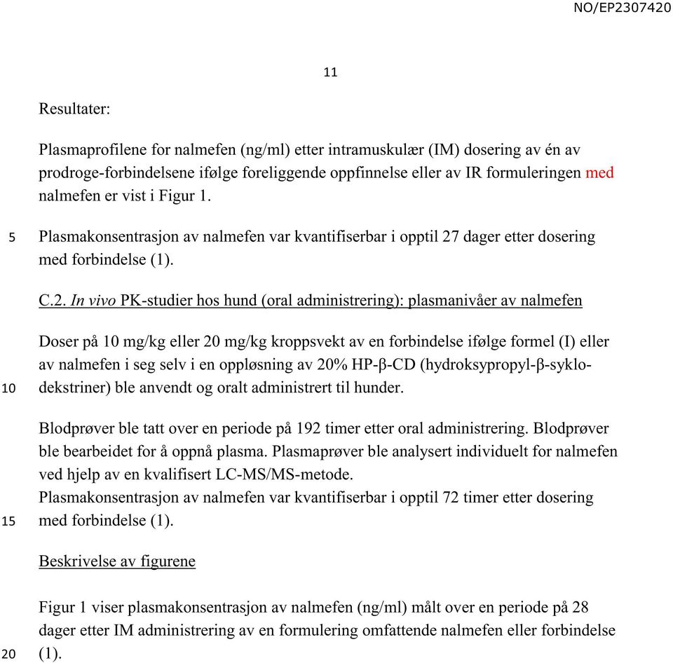 dager etter dosering med forbindelse (1). C.2.