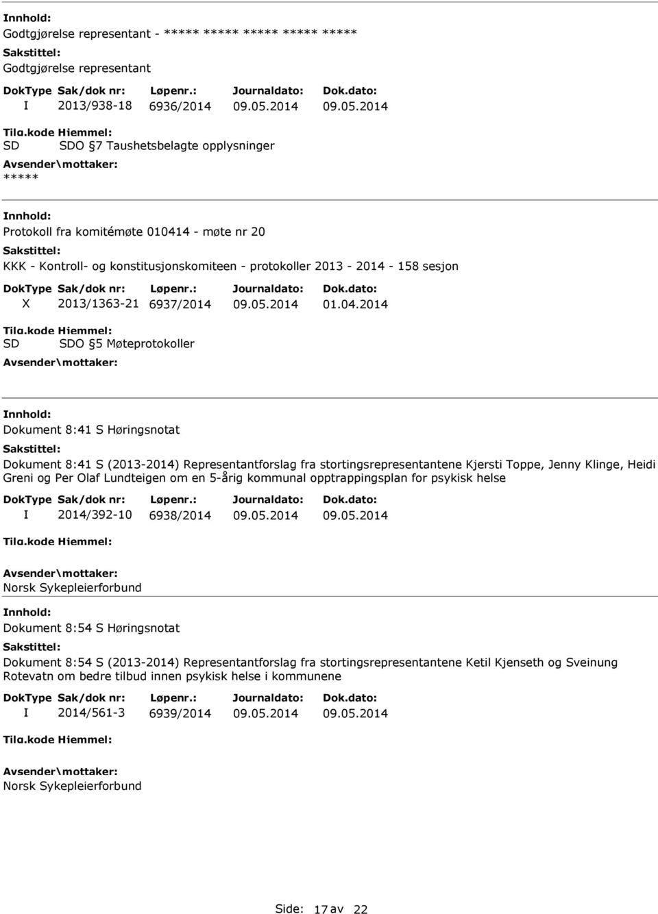 2014 Dokument 8:41 S Høringsnotat Dokument 8:41 S (2013-2014) Representantforslag fra stortingsrepresentantene Kjersti Toppe, Jenny Klinge, Heidi Greni og Per Olaf Lundteigen om en 5-årig kommunal