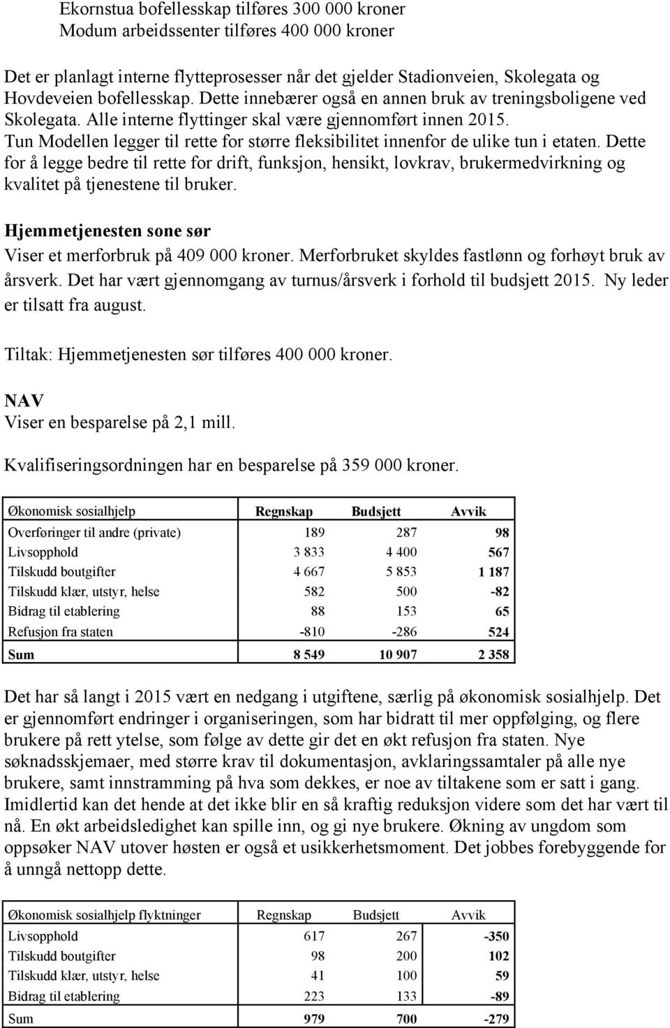 Tun Modellen legger til rette for større fleksibilitet innenfor de ulike tun i etaten.