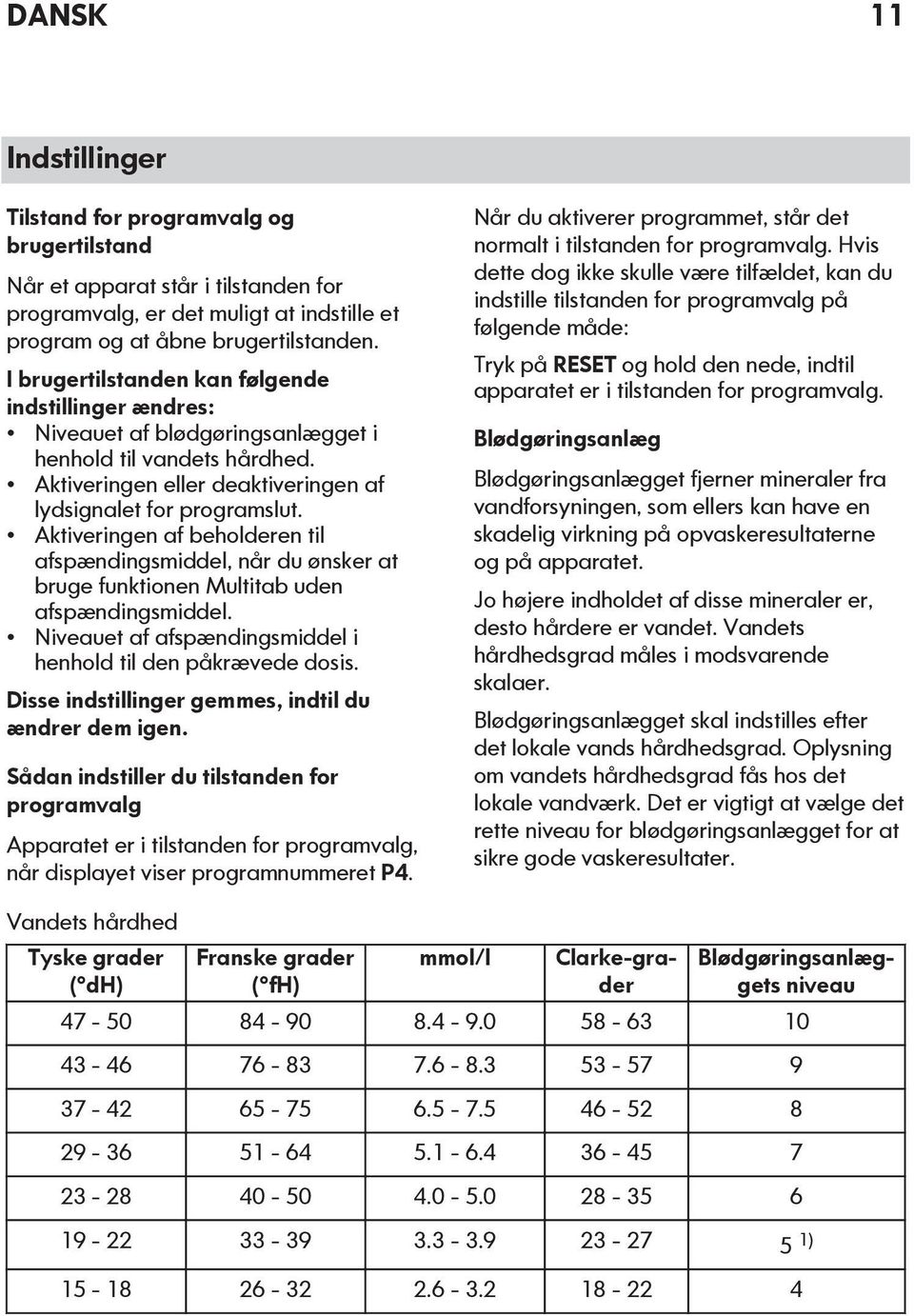 Aktiveringen af beholderen til afspændingsmiddel, når du ønsker at bruge funktionen Multitab uden afspændingsmiddel. Niveauet af afspændingsmiddel i henhold til den påkrævede dosis.