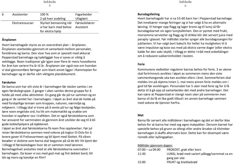 Den viser hva som er spesielt med akkurat Pepperstad barnehage og tydeliggjør hva vi synes er viktig å vektlegge.