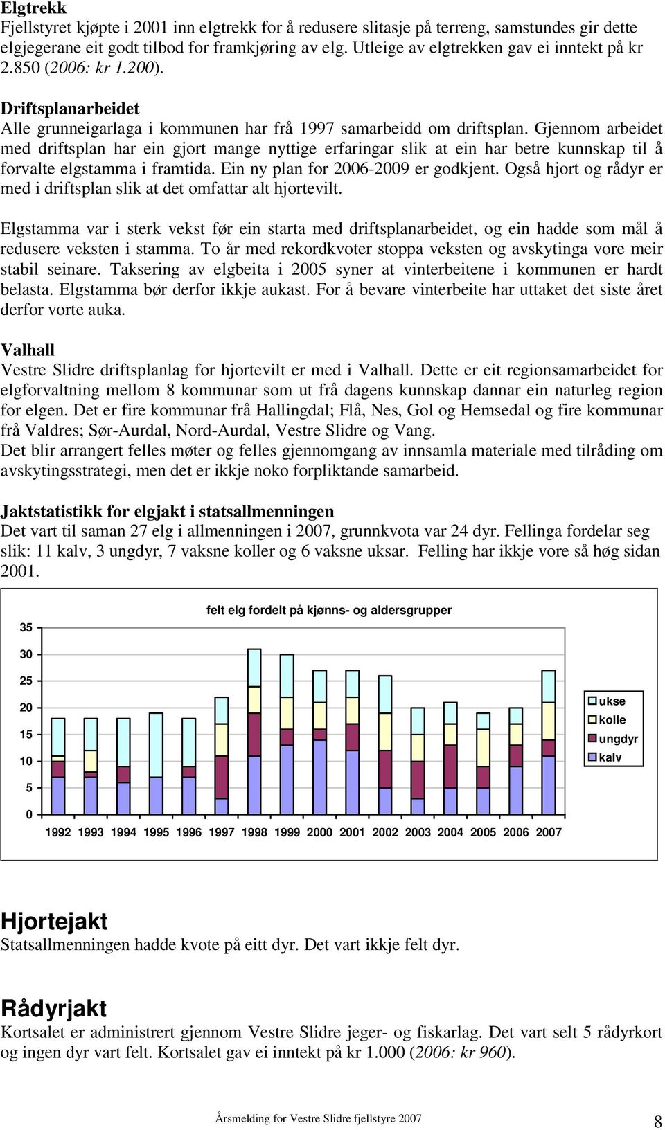 Gjennom arbeidet med driftsplan har ein gjort mange nyttige erfaringar slik at ein har betre kunnskap til å forvalte elgstamma i framtida. Ein ny plan for 2006-2009 er godkjent.