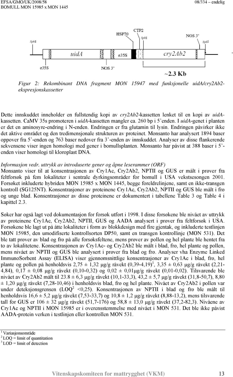 Endringen påvirker ikke det aktive området og den tredimensjonale strukturen av proteinet. Monsanto har analysert 1894 baser oppover fra 5 -enden og 763 baser nedover fra 3 -enden av innskuddet.