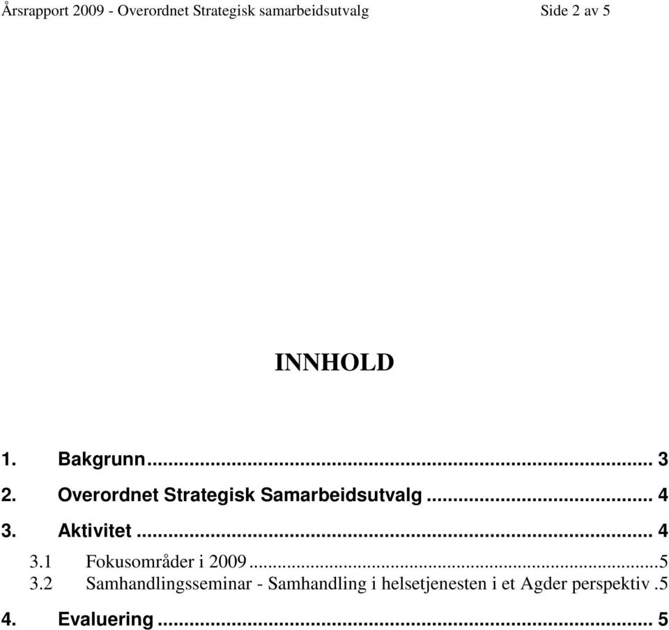 Aktivitet... 4 3.1 Fokusområder i 2009... 5 3.