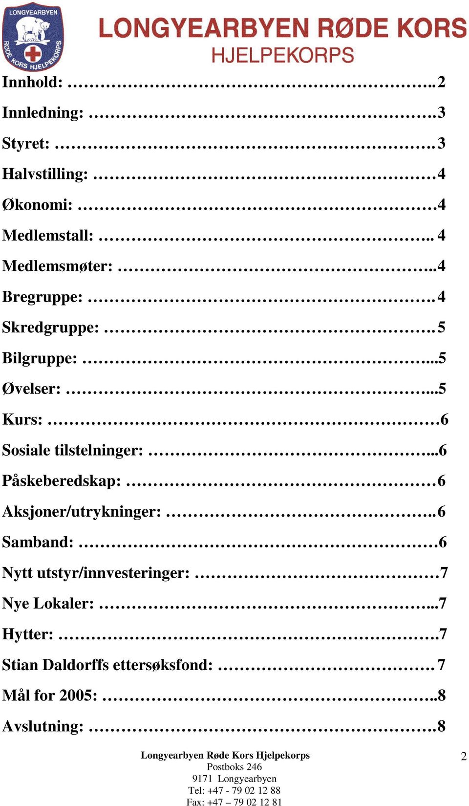 ..5 Kurs: 6 Sosiale tilstelninger:...6 Påskeberedskap: 6 Aksjoner/utrykninger:.