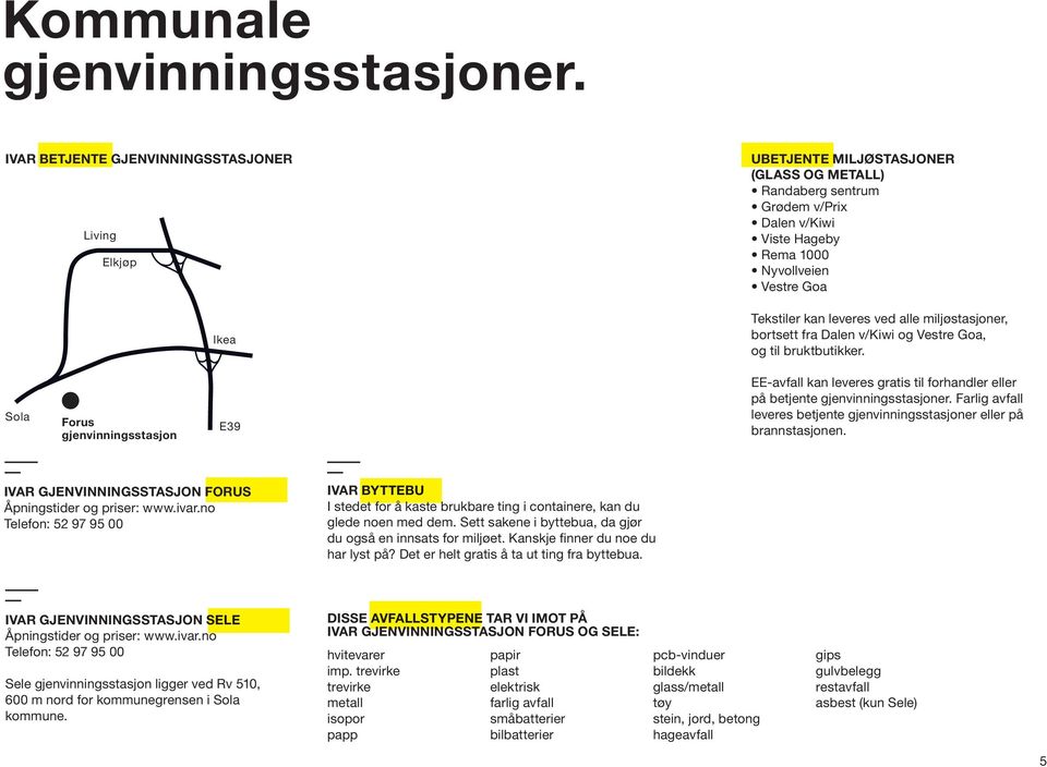 kan leveres ved alle miljøstasjoner, bortsett fra Dalen v/kiwi og Vestre Goa, og til bruktbutikker.