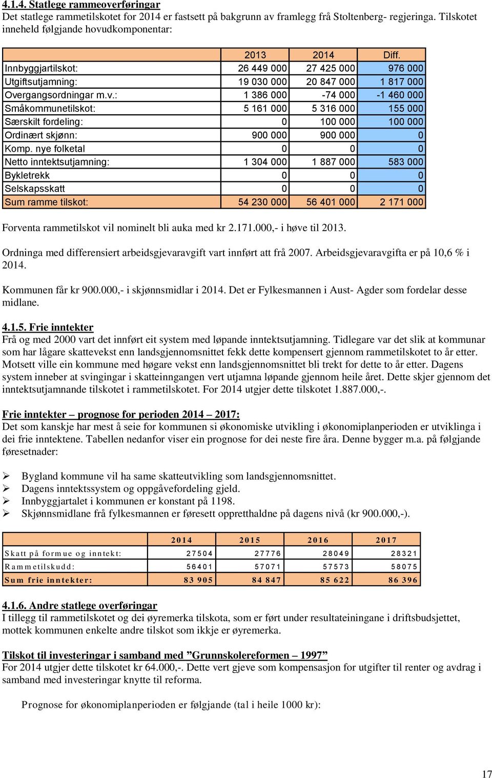 rgangsordningar m.v.: 1 386 000-74 000-1 460 000 Småkommunetilskot: 5 161 000 5 316 000 155 000 Særskilt fordeling: 0 100 000 100 000 Ordinært skjønn: 900 000 900 000 0 Komp.