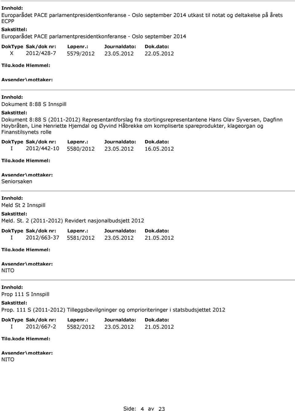 Henriette Hjemdal og Øyvind Håbrekke om kompliserte spareprodukter, klageorgan og Finanstilsynets rolle 2012/442-10 5580/2012 16.05.