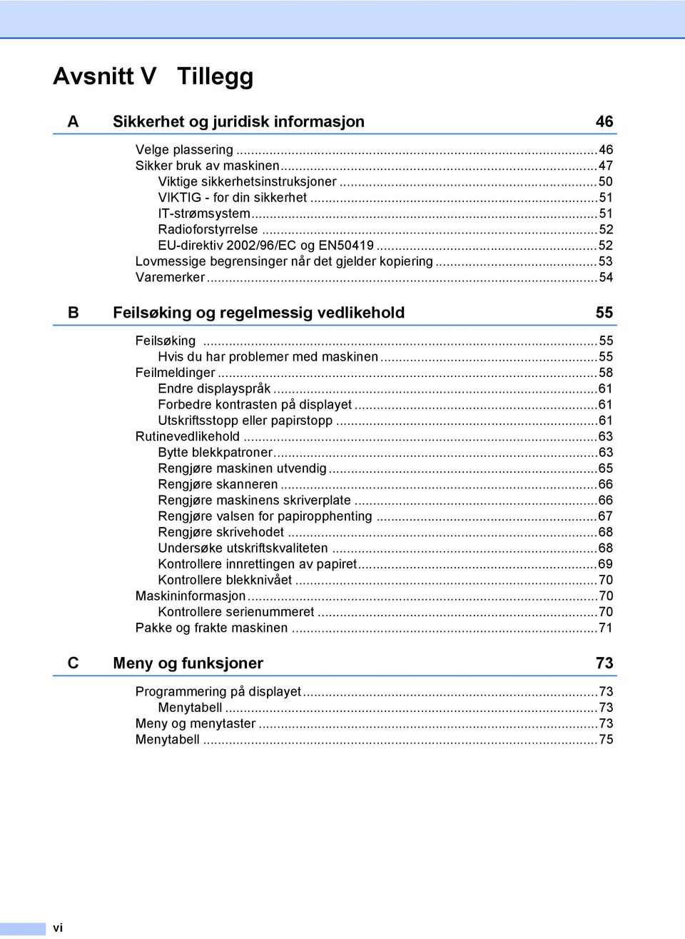 ..55 Hvis du har problemer med maskinen...55 Feilmeldinger...58 Endre displayspråk...61 Forbedre kontrasten på displayet...61 Utskriftsstopp eller papirstopp...61 Rutinevedlikehold.