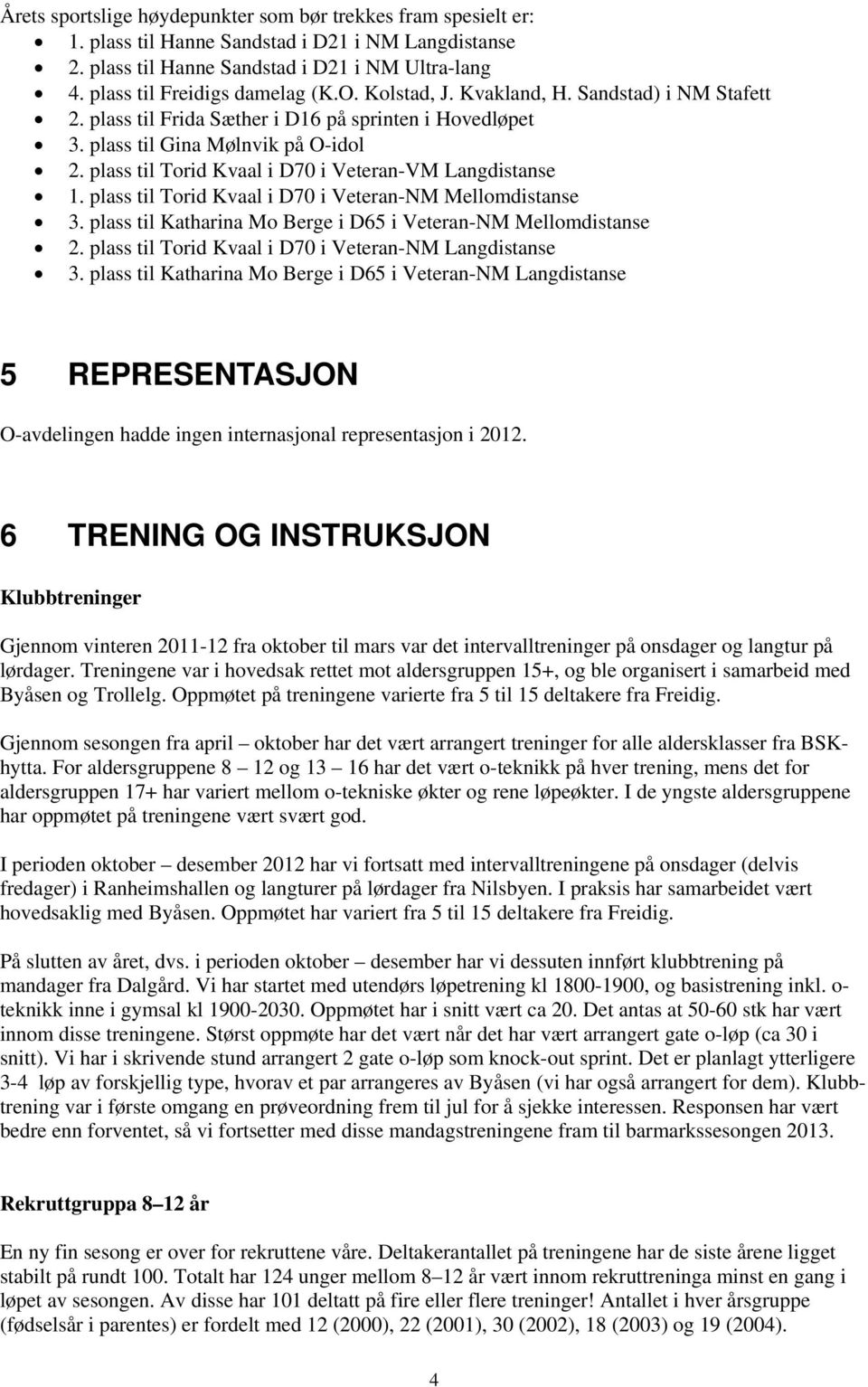 plass til Torid Kvaal i D70 i Veteran-VM Langdistanse 1. plass til Torid Kvaal i D70 i Veteran-NM Mellomdistanse 3. plass til Katharina Mo Berge i D65 i Veteran-NM Mellomdistanse 2.