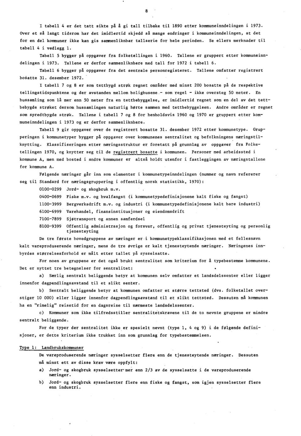 Se ellers merknader til tabell 4 i vedlegg 1. Tabell 5 bygger på oppgaver fra folketellingen i 1960. Tallene er gruppert etter kommuneinndelingen i 1973.