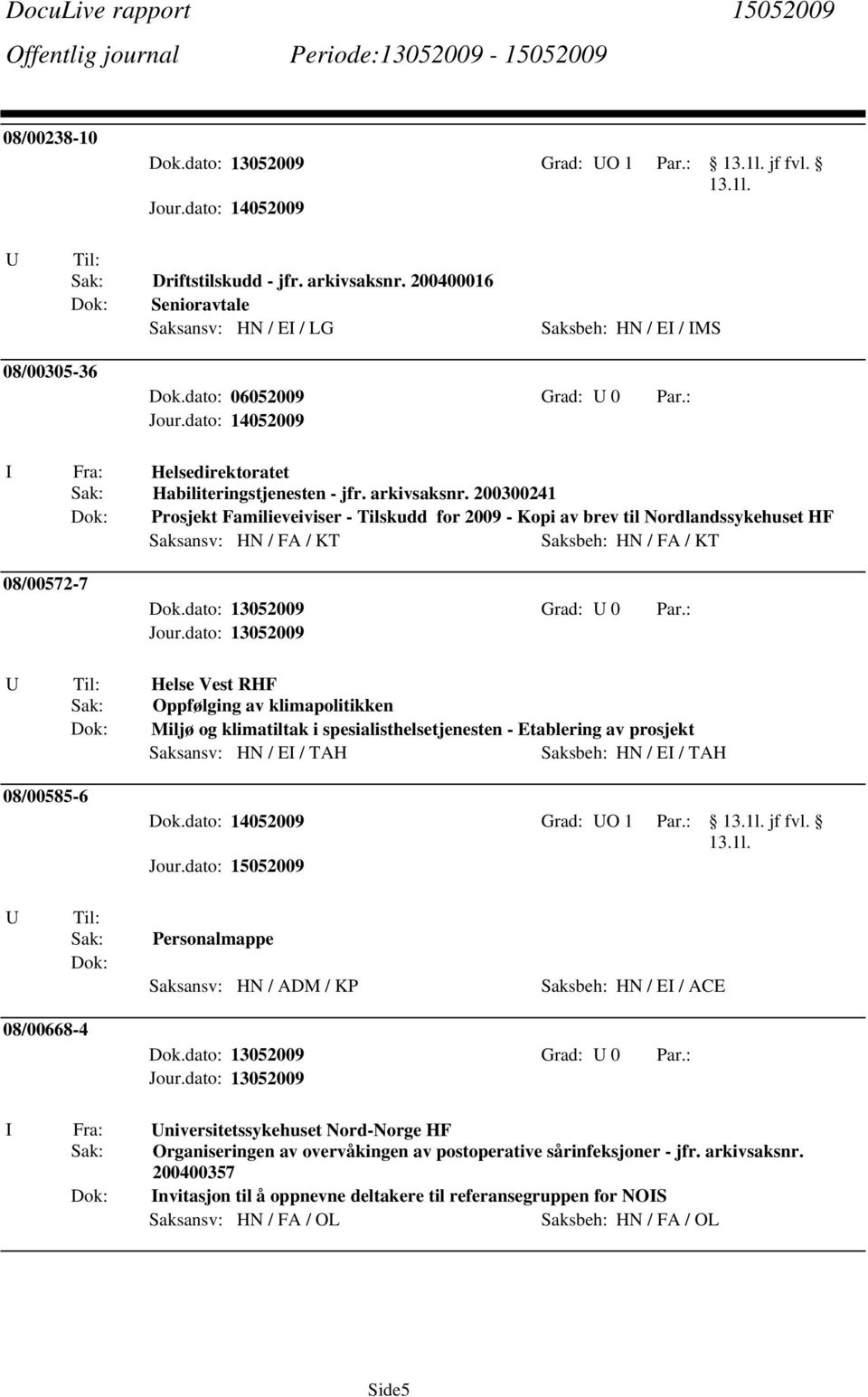 200300241 Prosjekt Familieveiviser - Tilskudd for 2009 - Kopi av brev til Nordlandssykehuset HF Saksansv: HN / FA / KT Saksbeh: HN / FA / KT 08/00572-7 Dok.dato: 13052009 Grad: U 0 Par.