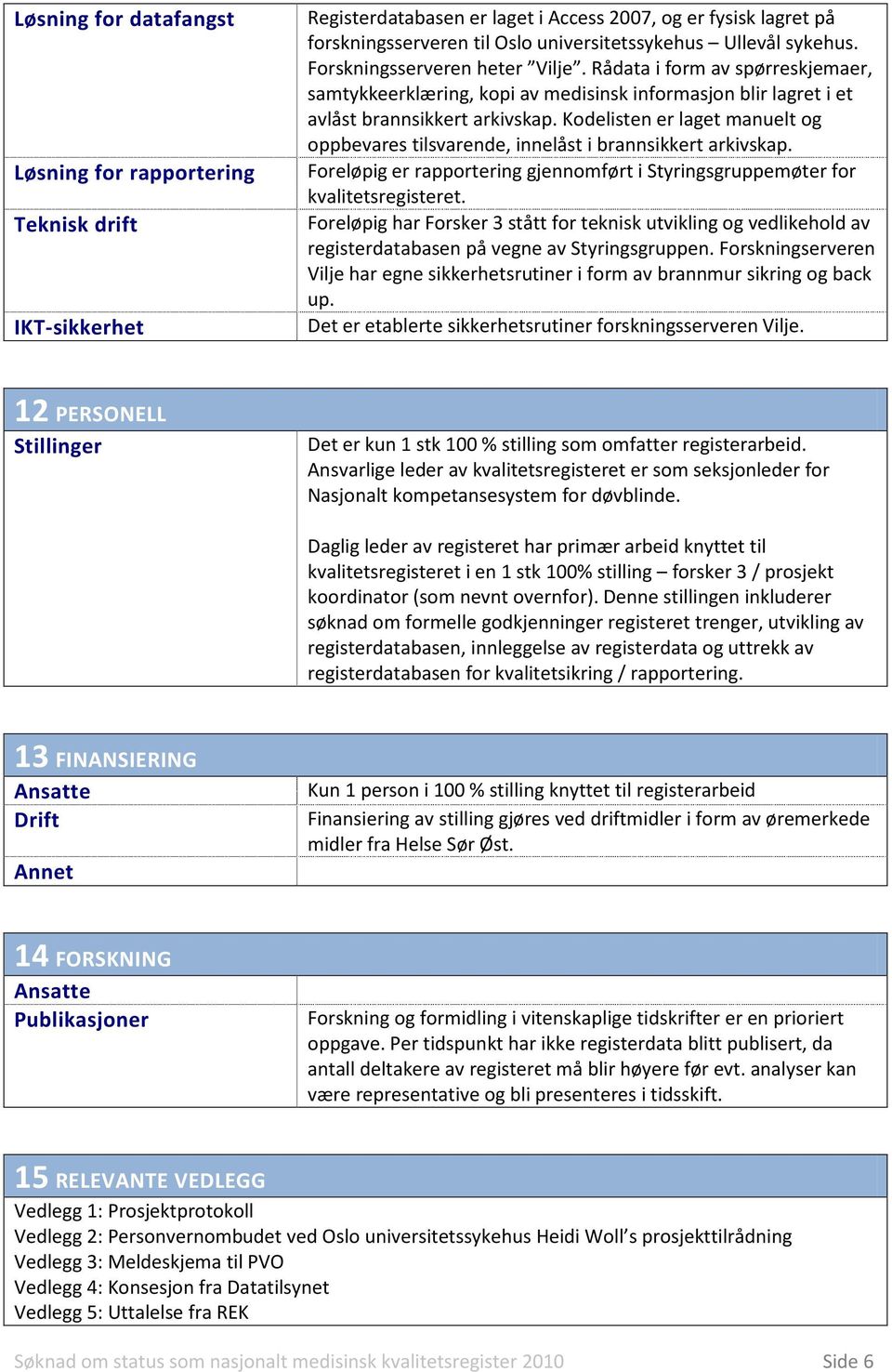 Kodelisten er laget manuelt og oppbevares tilsvarende, innelåst i brannsikkert arkivskap. Foreløpig er rapportering gjennomført i Styringsgruppemøter for kvalitetsregisteret.