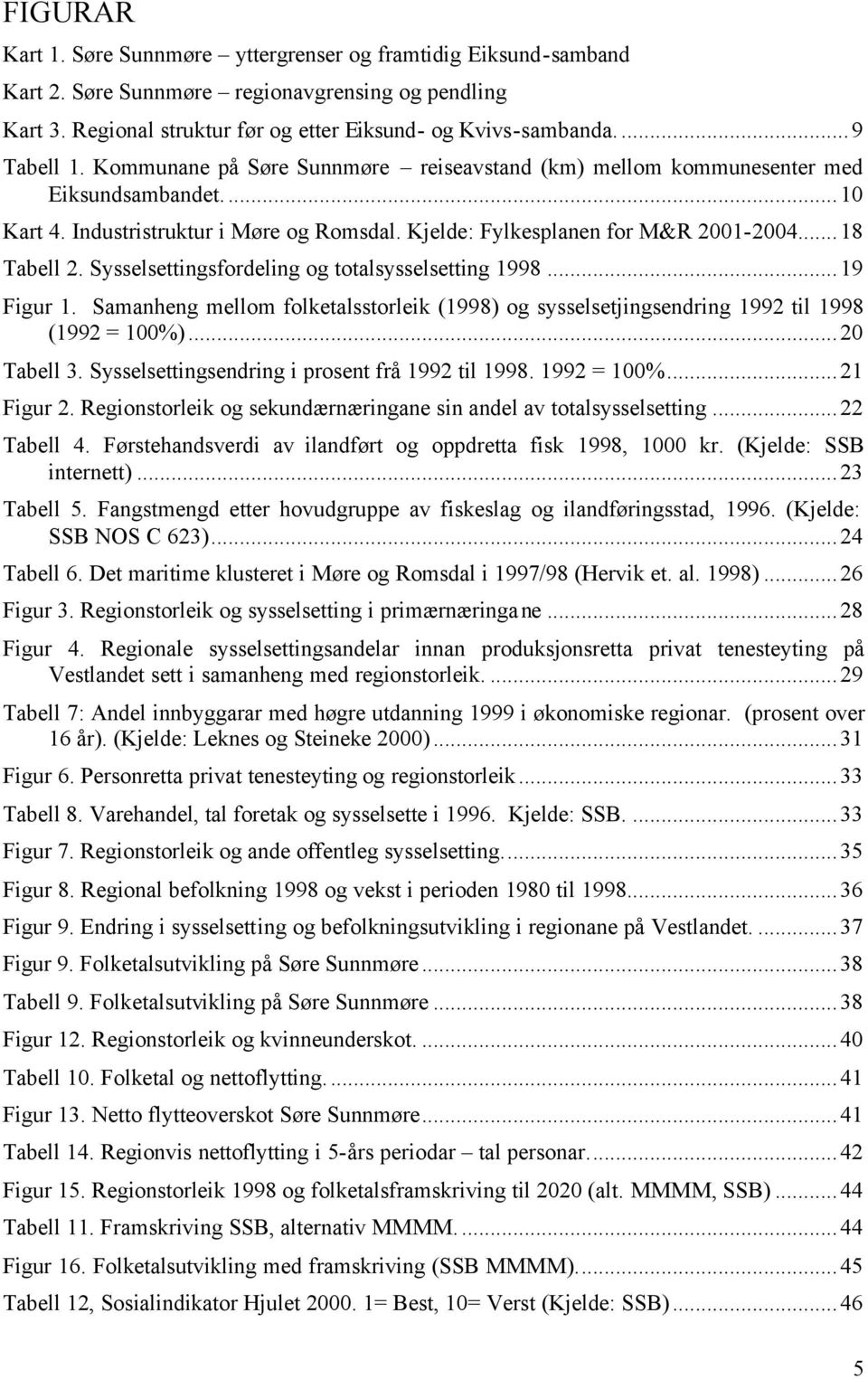 Sysselsettingsfordeling og totalsysselsetting 1998...19 Figur 1. Samanheng mellom folketalsstorleik (1998) og sysselsetjingsendring 1992 til 1998 (1992 = 100%)...20 Tabell 3.