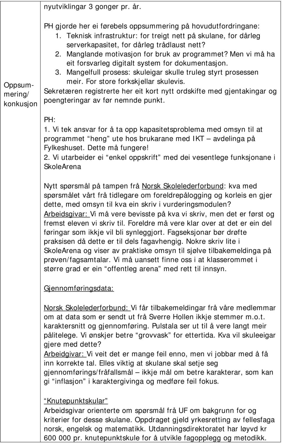 Men vi må ha eit forsvarleg digitalt system for dokumentasjon. 3. Mangelfull prosess: skuleigar skulle truleg styrt prosessen meir. For store forkskjellar skulevis.