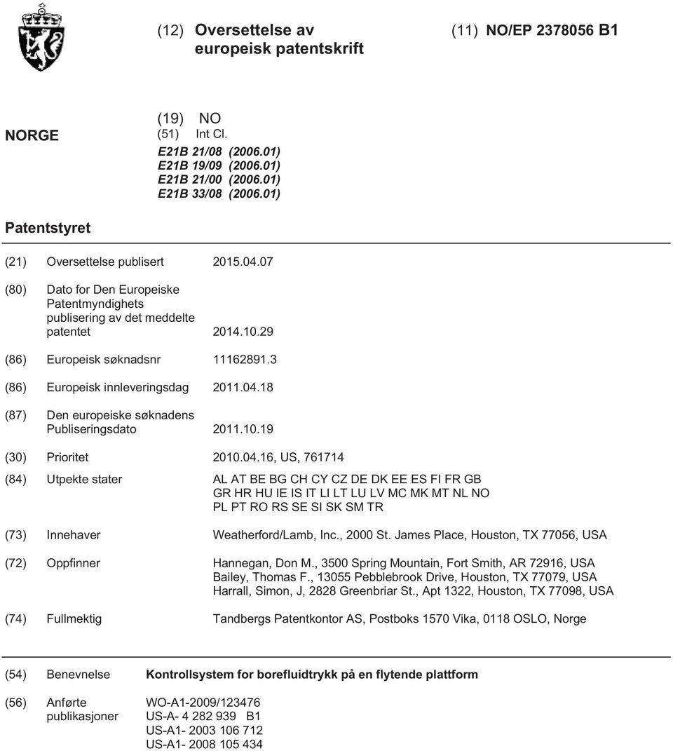 3 (86) Europeisk innleveringsdag 11.04.