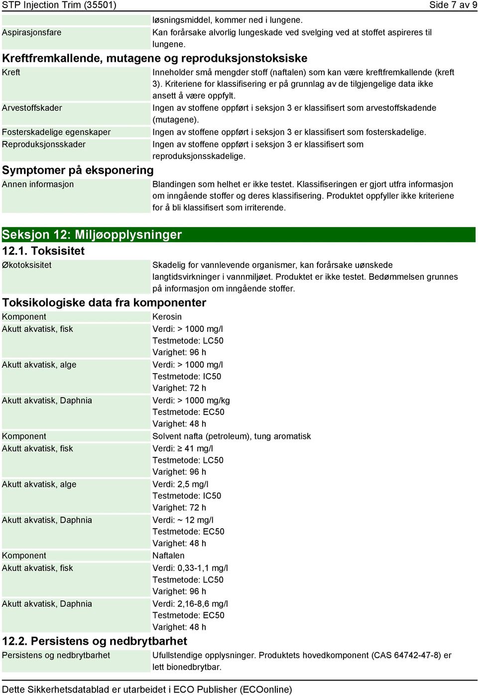 : Miljøopplysninger 12