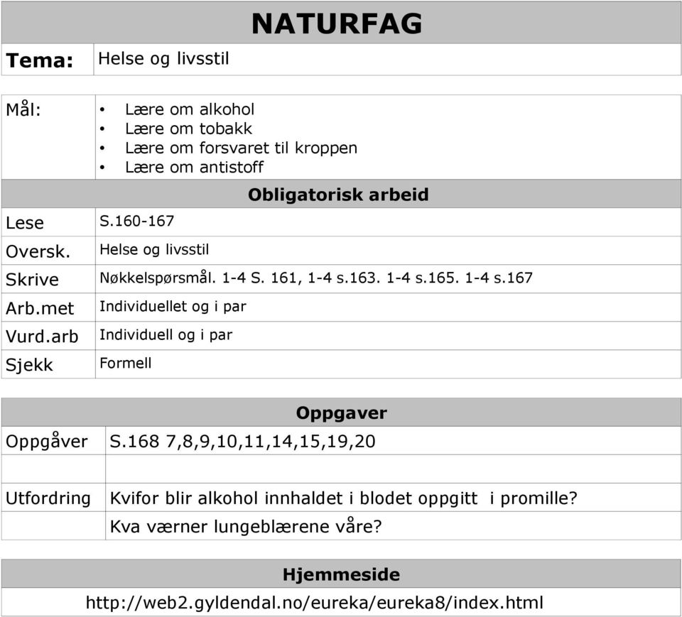 arb Sjekk Individuellet og i par Individuell og i par Formell Oppgåver S.