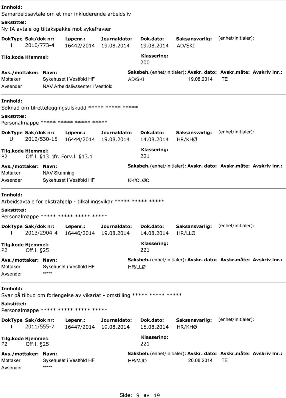 16444/2014 Mottaker NAV Skanning KK/CLØC Arbeidsavtale for ekstrahjelp - tilkallingsvikar 2013/2904-4