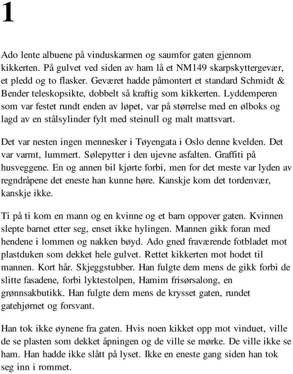 Lyddemperen som var festet rundt enden av løpet, var på størrelse med en ølboks og lagd av en stålsylinder fylt med steinull og malt mattsvart.