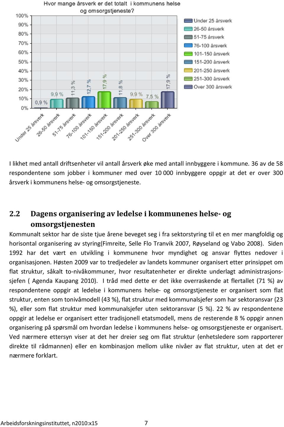 2 Dagens organisering av ledelse i kommunenes helse og omsorgstjenesten Kommunalt sektor har de siste tjue årene beveget seg i fra sektorstyring til et en mer mangfoldig og horisontal organisering av