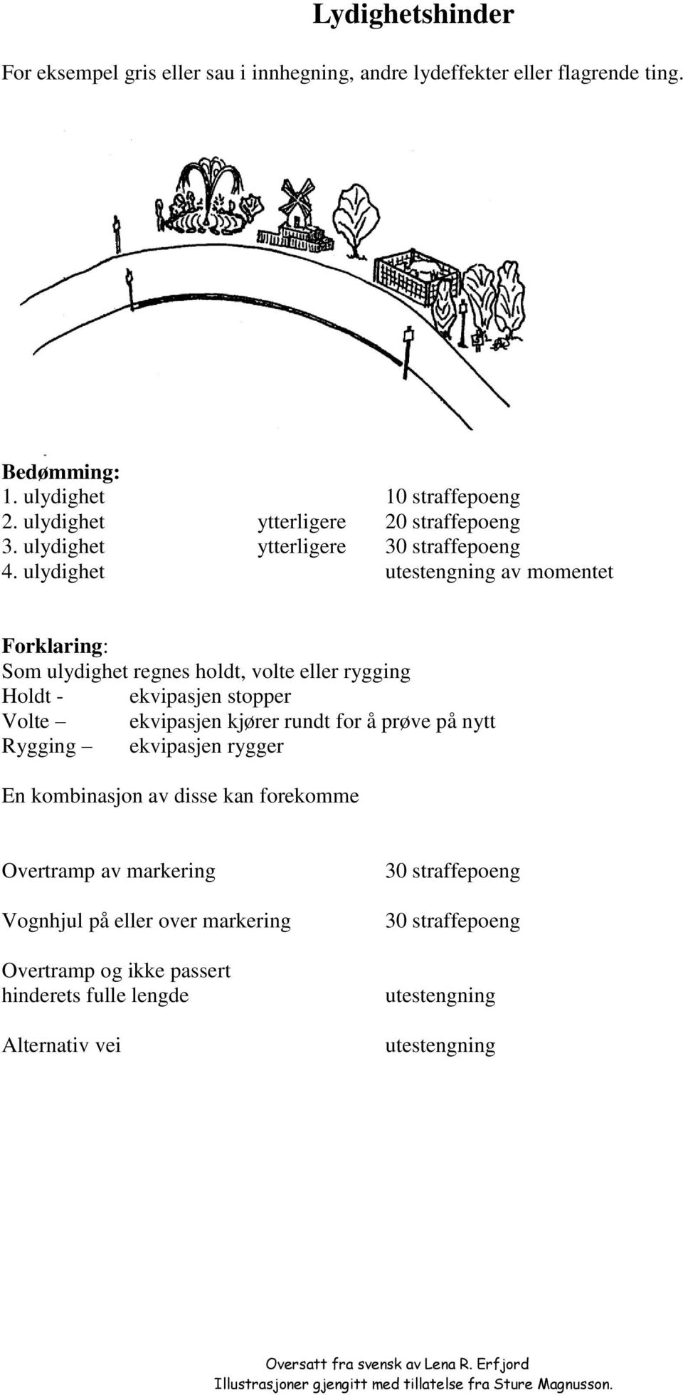 ulydighet av momentet Forklaring: Som ulydighet regnes holdt, volte eller rygging Holdt - ekvipasjen stopper Volte ekvipasjen kjører rundt for å