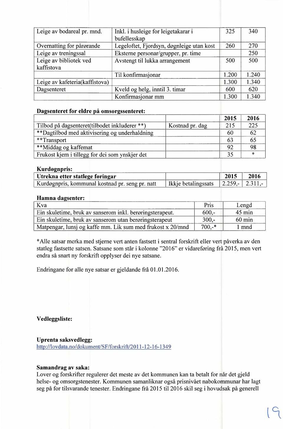 time 250 Leige av bibliotek ved Avstengt til lukka arrangement 500 500 kaffistova Til konfirmasjonar 1.200 1.240 Leige av kafeteria(kaffistova) 1.300 1.340 Dagsenteret Kveld og helg, inntil 3.