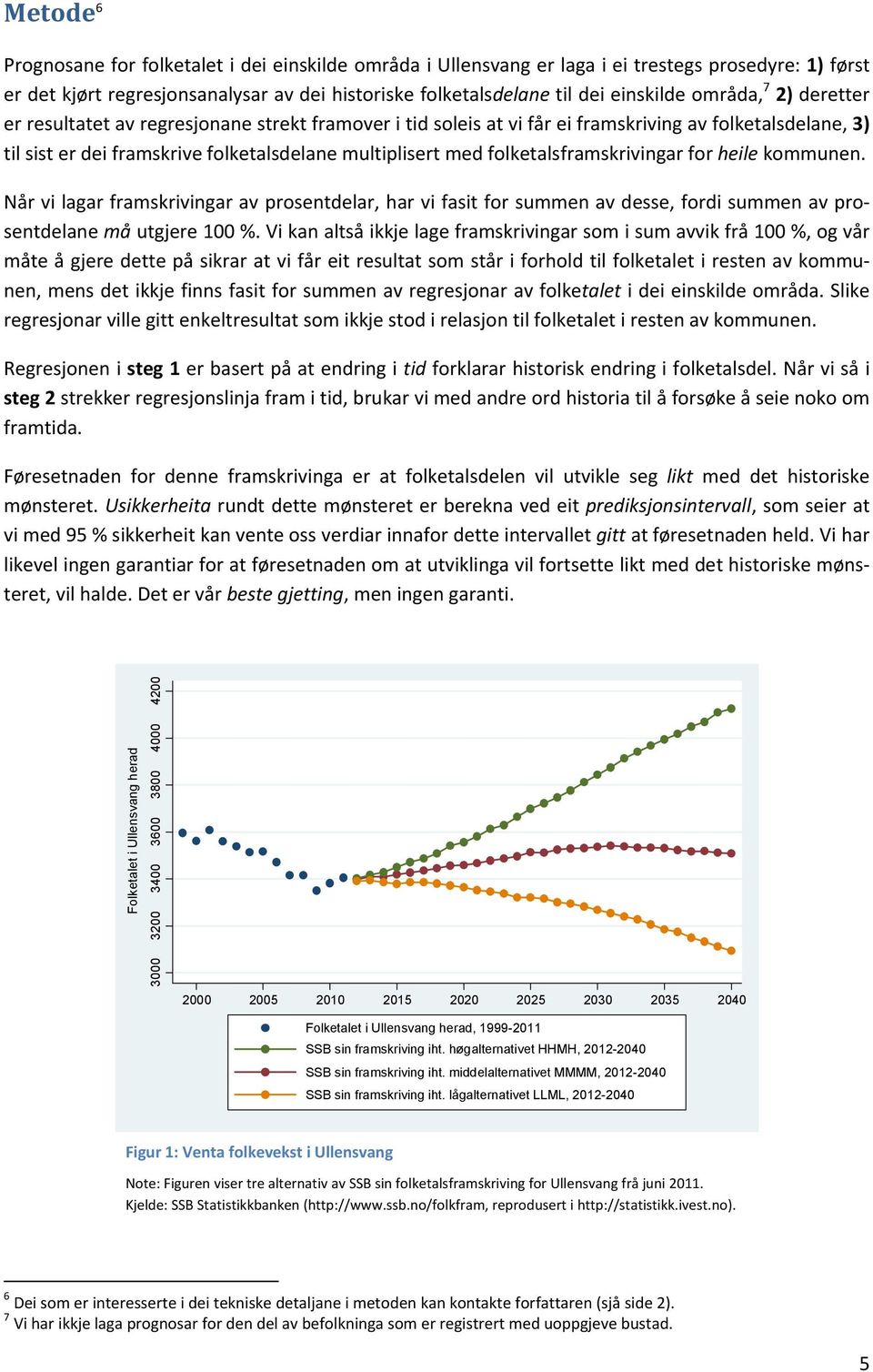 folketalsframskrivingar for heile kommunen. Når vi lagar framskrivingar av prosentdelar, har vi fasit for summen av desse, fordi summen av prosentdelane må utgjere 100 %.