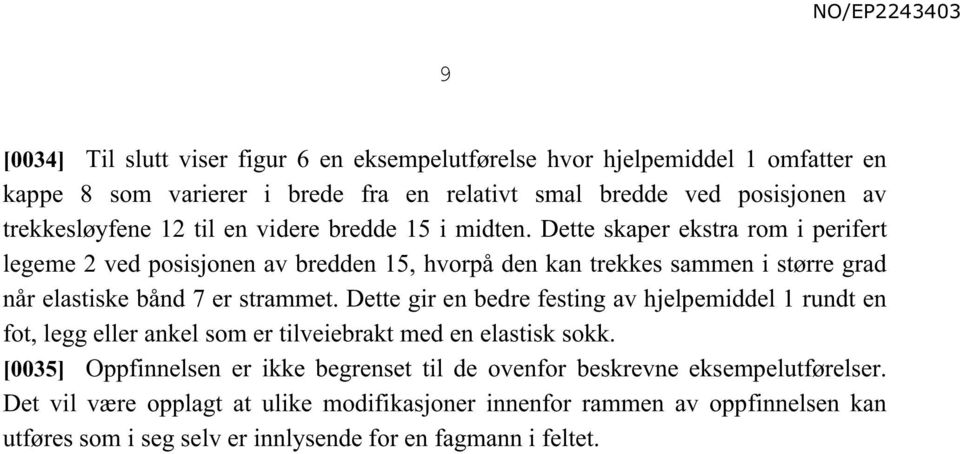 Dette skaper ekstra rom i perifert legeme 2 ved posisjonen av bredden 15, hvorpå den kan trekkes sammen i større grad når elastiske bånd 7 er strammet.