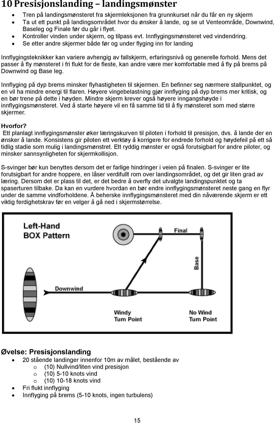 Se etter andre skjermer både før og under flyging inn for landing Innflygingsteknikker kan variere avhengig av fallskjerm, erfaringsnivå og generelle forhold.