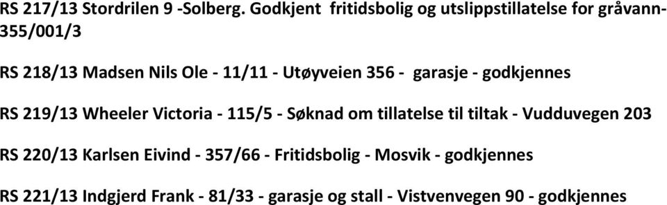 Utøyveien 356 - garasje - godkjennes RS 219/13 Wheeler Victoria - 115/5 - Søknad om tillatelse til