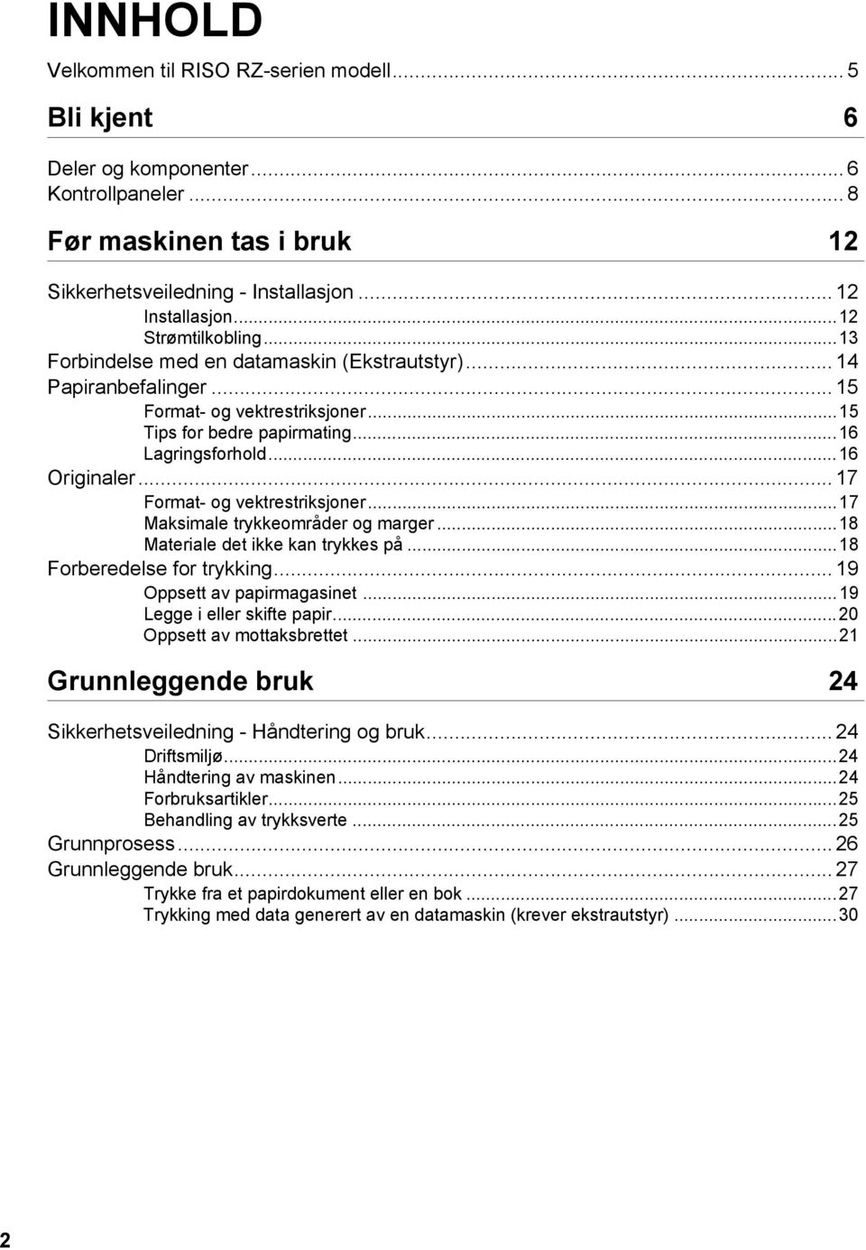 .. 17 Format- og vektrestriksjoner...17 Maksimale trykkeområder og marger...18 Materiale det ikke kan trykkes på...18 Forberedelse for trykking... 19 Oppsett av papirmagasinet.