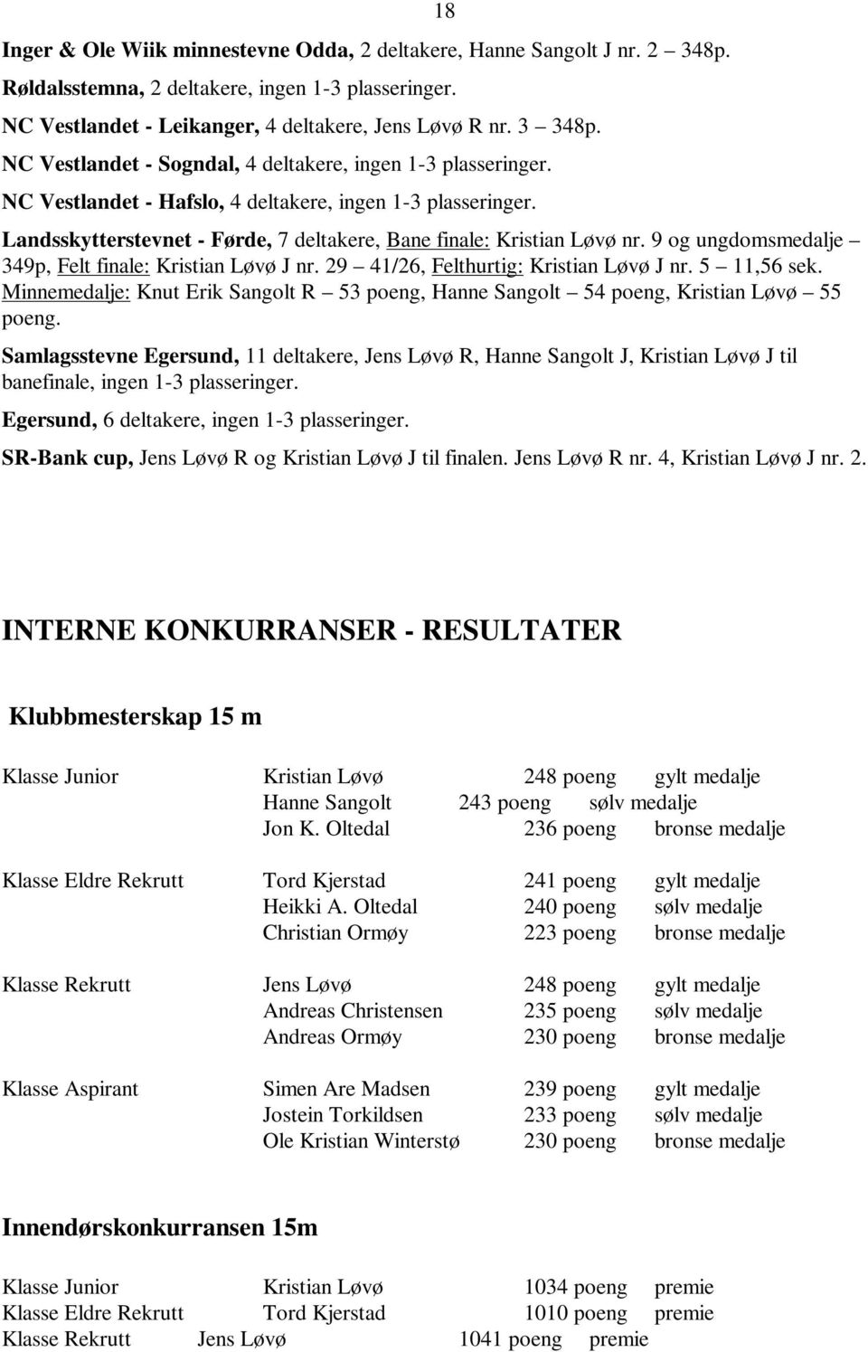 9 og ungdomsmedalje 349p, Felt finale: Kristian Løvø J nr. 29 41/26, Felthurtig: Kristian Løvø J nr. 5 11,56 sek.