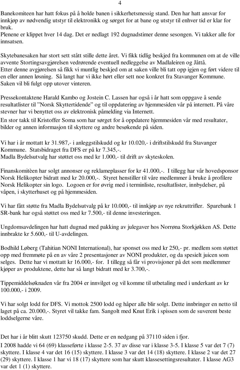 Det er nedlagt 192 dugnadstimer denne sesongen. Vi takker alle for innsatsen. Skytebanesaken har stort sett stått stille dette året.