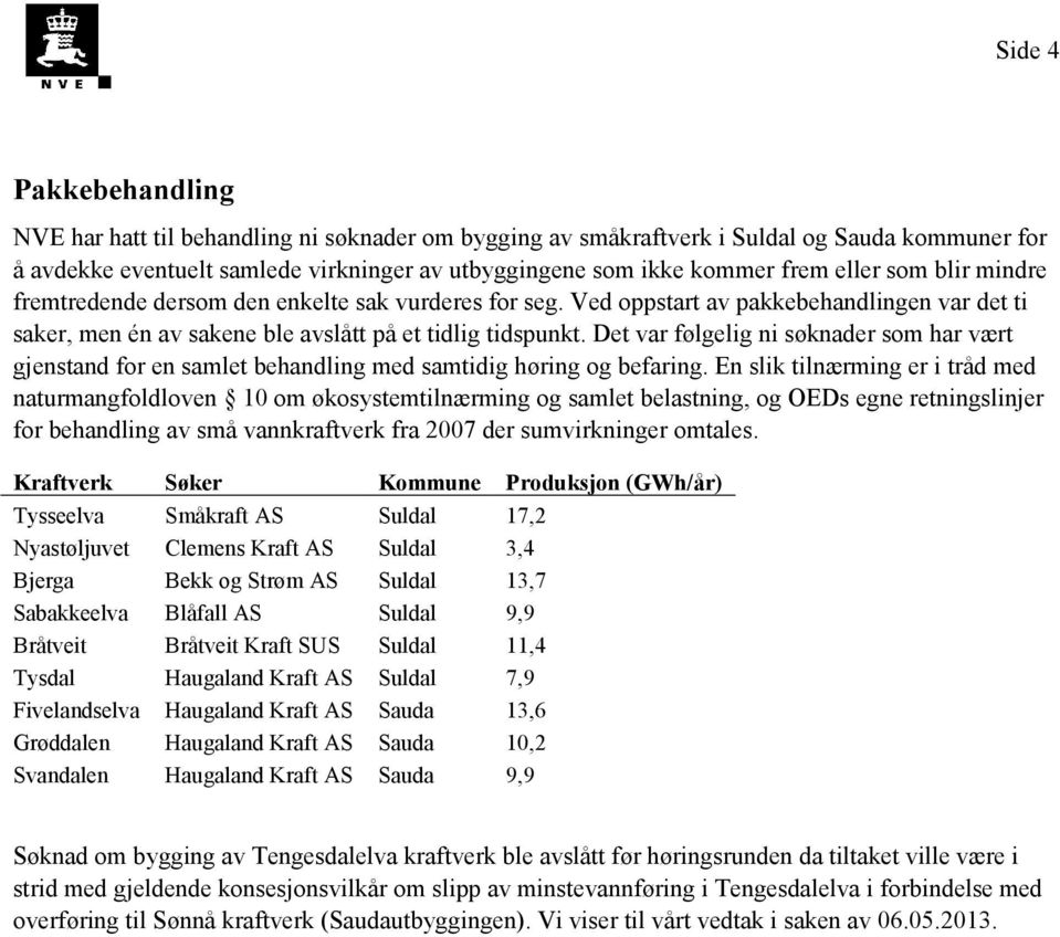 Det var følgelig ni søknader som har vært gjenstand for en samlet behandling med samtidig høring og befaring.