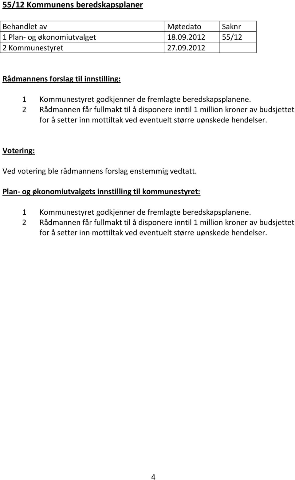 2 Rådmannen får fullmakt til å disponere inntil 1 million kroner av budsjettet for å setter inn mottiltak ved eventuelt større uønskede hendelser.