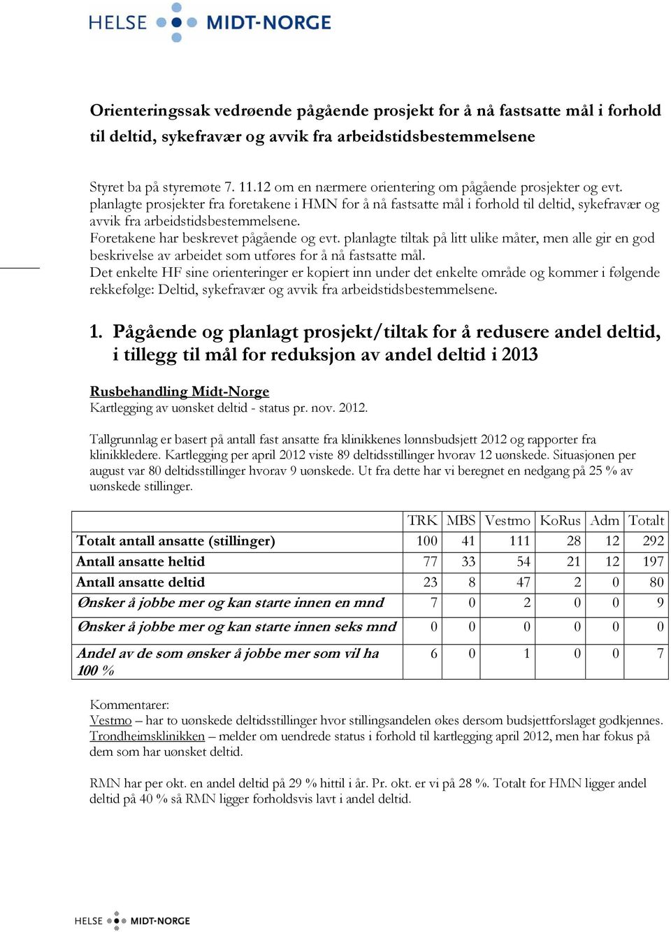 Foretakene har beskrevet pågående og evt. planlagte tiltak på litt ulike måter, men alle gir en god beskrivelse av arbeidet som utføres for å nå fastsatte mål.