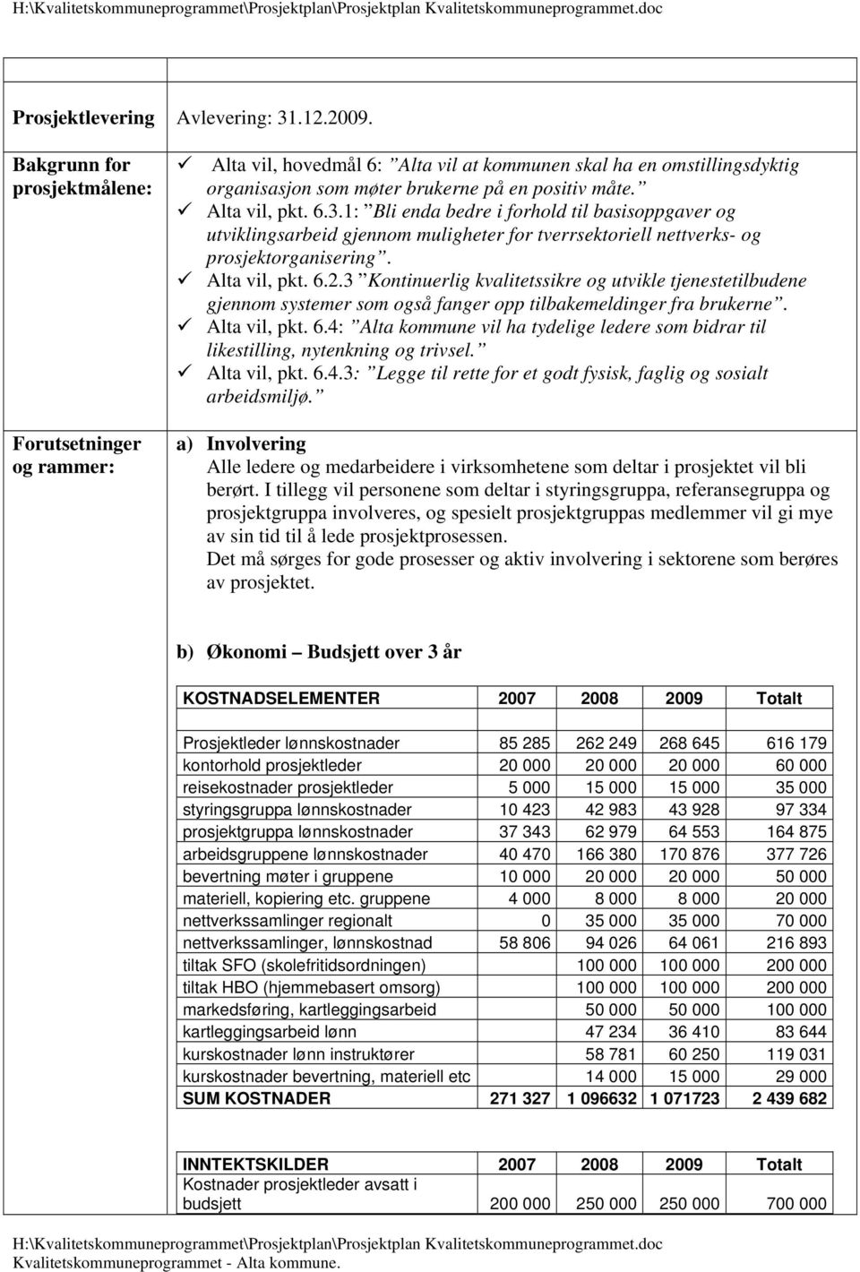 1: Bli enda bedre i forhold til basisoppgaver og utviklingsarbeid gjennom muligheter for tverrsektoriell nettverks- og prosjektorganisering. Alta vil, pkt. 6.2.