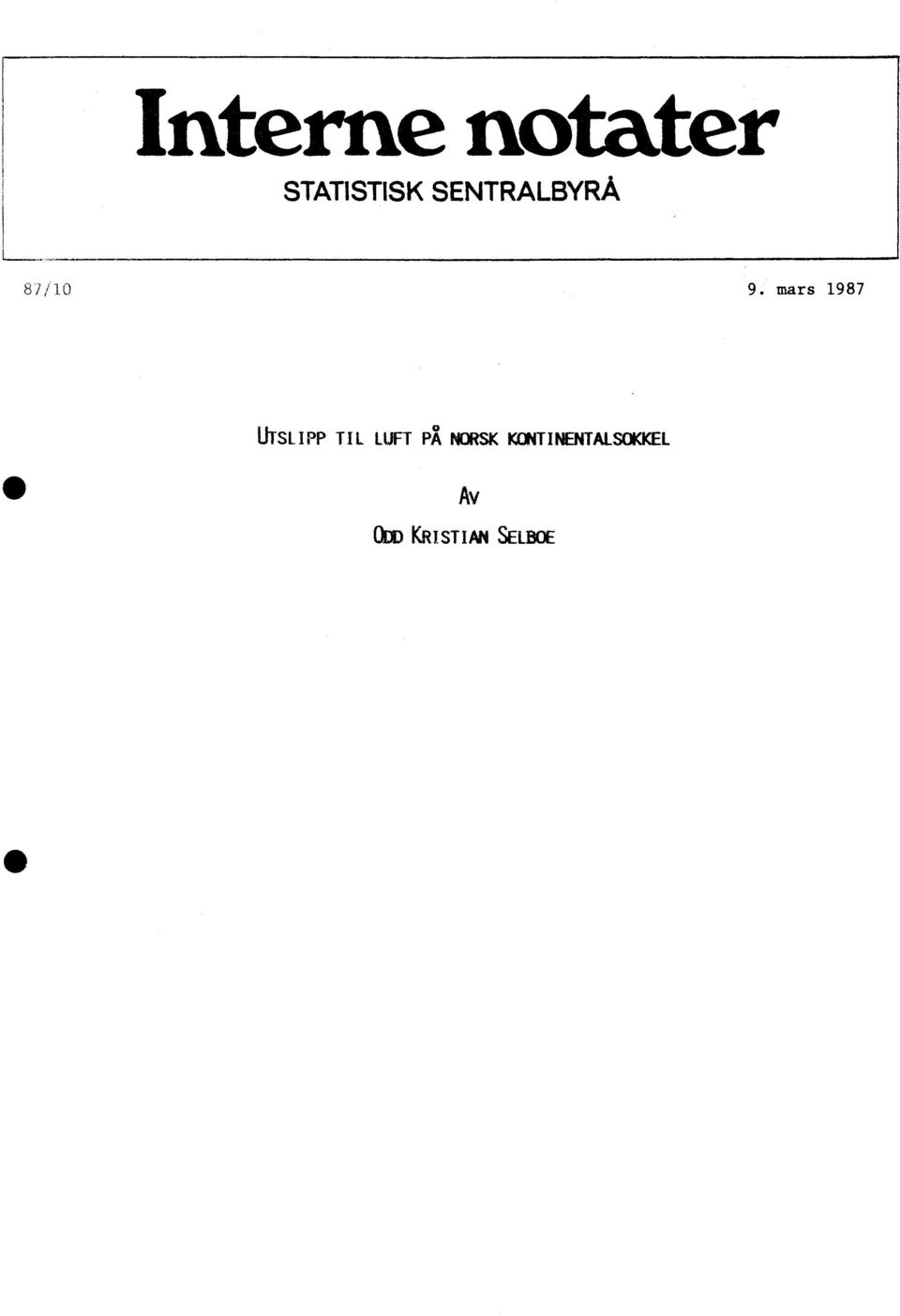 mars 1987 UTSLIPP TIL LUFT PX