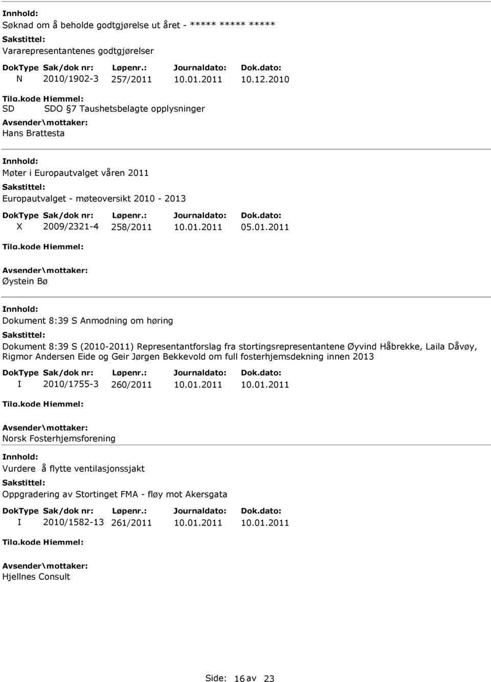 Europautvalget - møteoversikt 2010