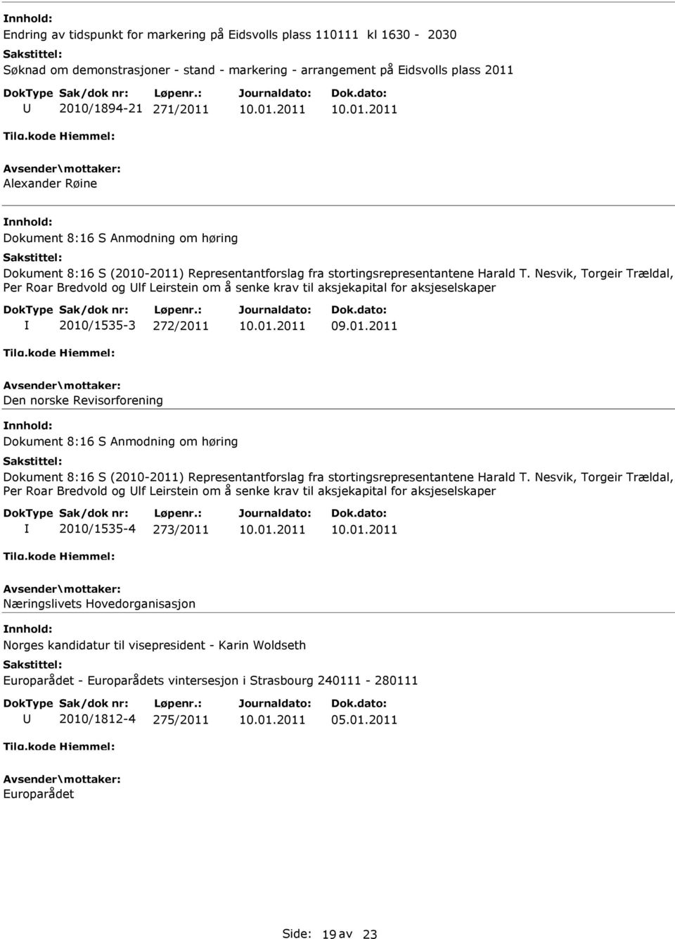 esvik, Torgeir Trældal, Per Roar Bredvold og lf Leirstein om å senke krav til aksjekapital for aksjeselskaper 2010