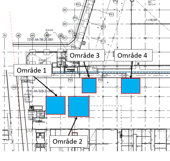 2015 Uke 4 Uke 5 Objektsnavn: Person og varetrafikk vest Kontrollområde: Nivå B-MBH Bygging av stillas i MBH Uke 3 og 4: Bygging stillas: Uke 1-4: Område 1,2,3,4 Arbeidstider: kl 2300-0400