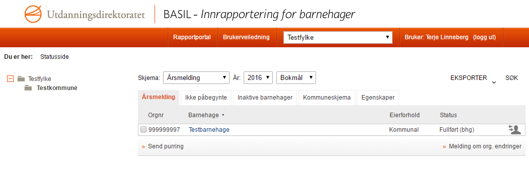 Fylke Fylkesmannen skal godkjenne eller avvise alle skjemaer med statusnivå Godkjent kommune.