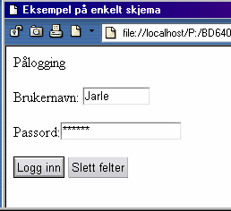 Skjemaer i HTML <body> <form action="http://stud-vevtjener/kursform.