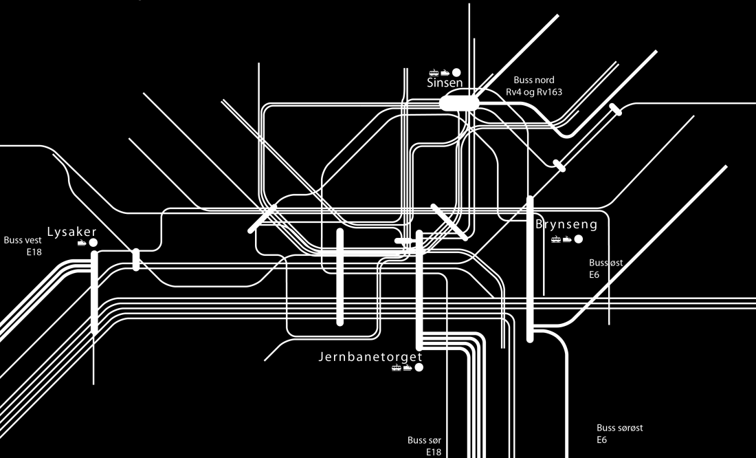 Bybusser vil eller i økende grad mate til sentral knutepunkter. På Ring 1 etableres det midtstilte bussfelt og nye stoppesteder for å bedre framkommelighet og kapasitet for busstrafikken.