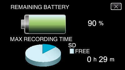 Opptak 5 Velg typen klokke med 0 eller 1, og trykk på SET. Kontrollere gjenværende opptakstid Vis gjenværende batteristrøm og gjenværende opptakstid.