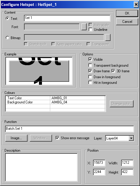 Designdokument Figur 9 - HotSpot For at en HotSpot skal være en snarvei for et sett må det lages et PopUp vindu.