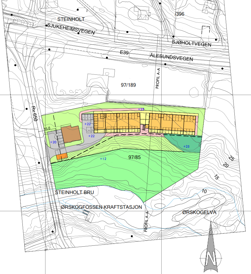 Støyberegning gnr 97 bnr 85 i Ørskog kommune 3 1 INNLEDNING Området som vurderes ligger sør for E39 (Ålesundsvegen) i Ørskog kommune. Figur 1-1 viser utsnitt av illustrasjonsplanen.