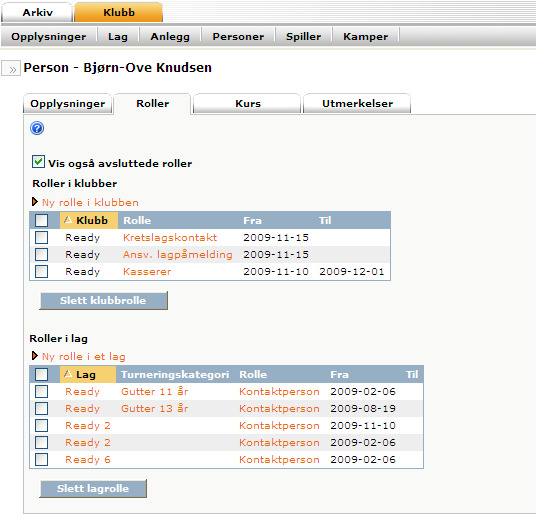 11.3 Opprette rolle for en eksisterende klubbperson Hvis man ønsker å legge til en klubb- eller lagrolle på en person som allerede er registrert i FIKS, med en eller flere klubbroller, så gjør man