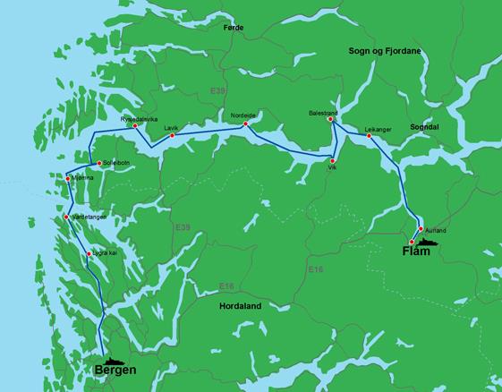 3.1.2 Sommarruta Ekspressbåten Bergen Sogn Flåm - Bergen Sommarruta frå 1. mai til 30.